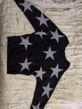 Philosophy Black Sweater with Gray Star Pattern